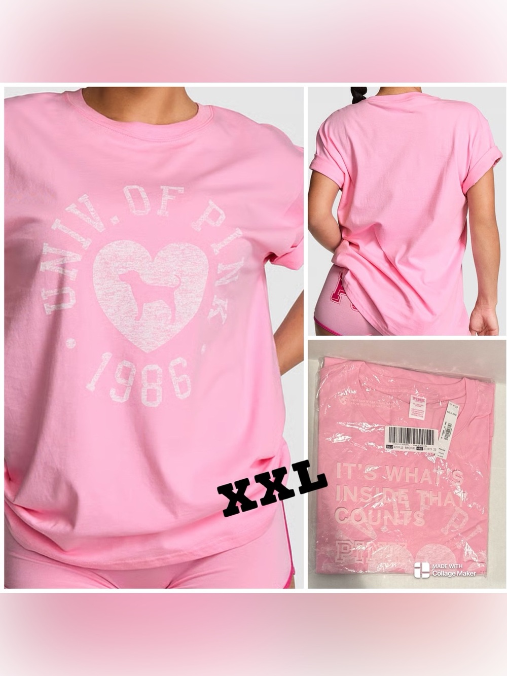 VS PINK NWT Pink Lollipop Campus Cotton Short-Sleeve Tee